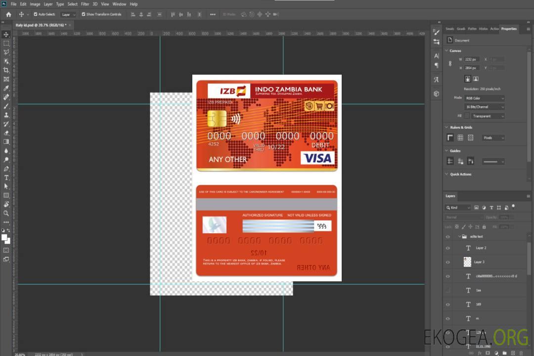 Carte de débit visa Zambie IZB Bank template Carte de débit visa Zambie IZB Bank template